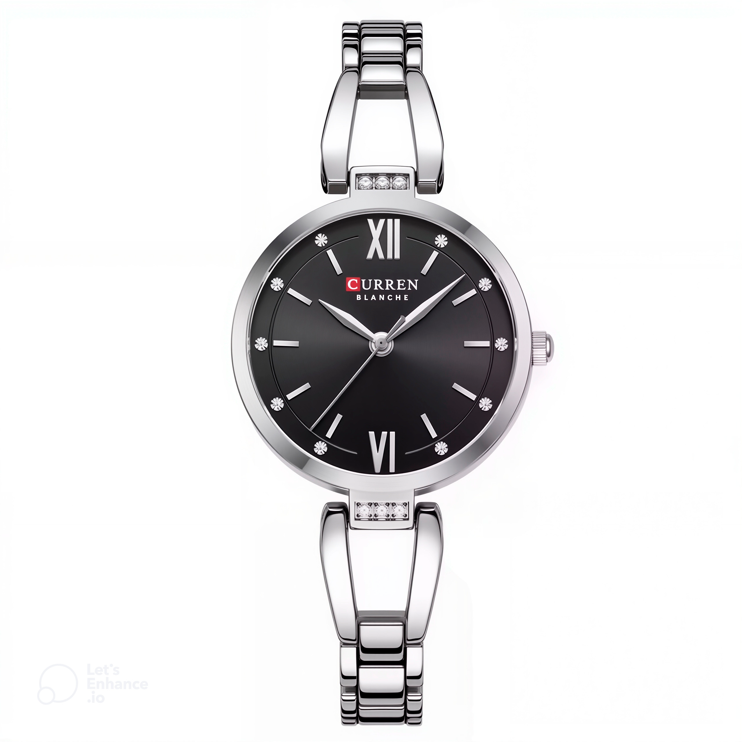 Relógio Curren Feminino Safira Preto e Prata - UseCurren